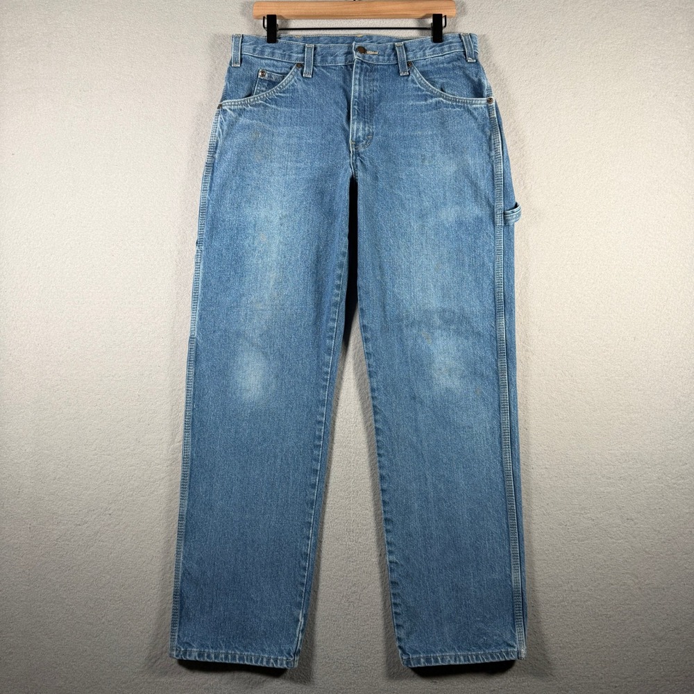 Dickies Mens Carpenter Jeans 34x32 Blue Denim Utility Workwear Pants 1993SNB